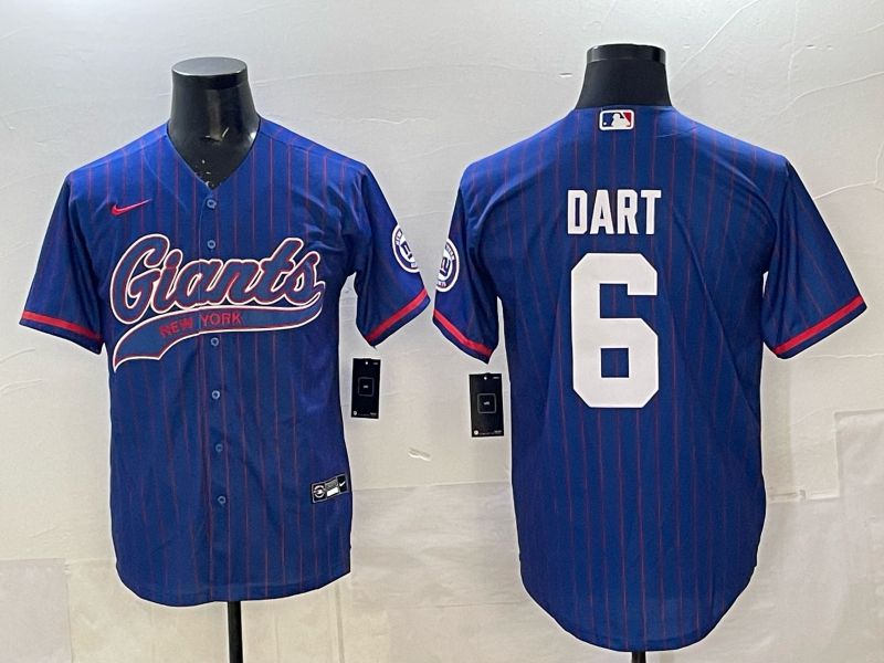 Men 2025 New York Giants #6 Dart Blue Joint Name Nike Limited NFL Jersey 08